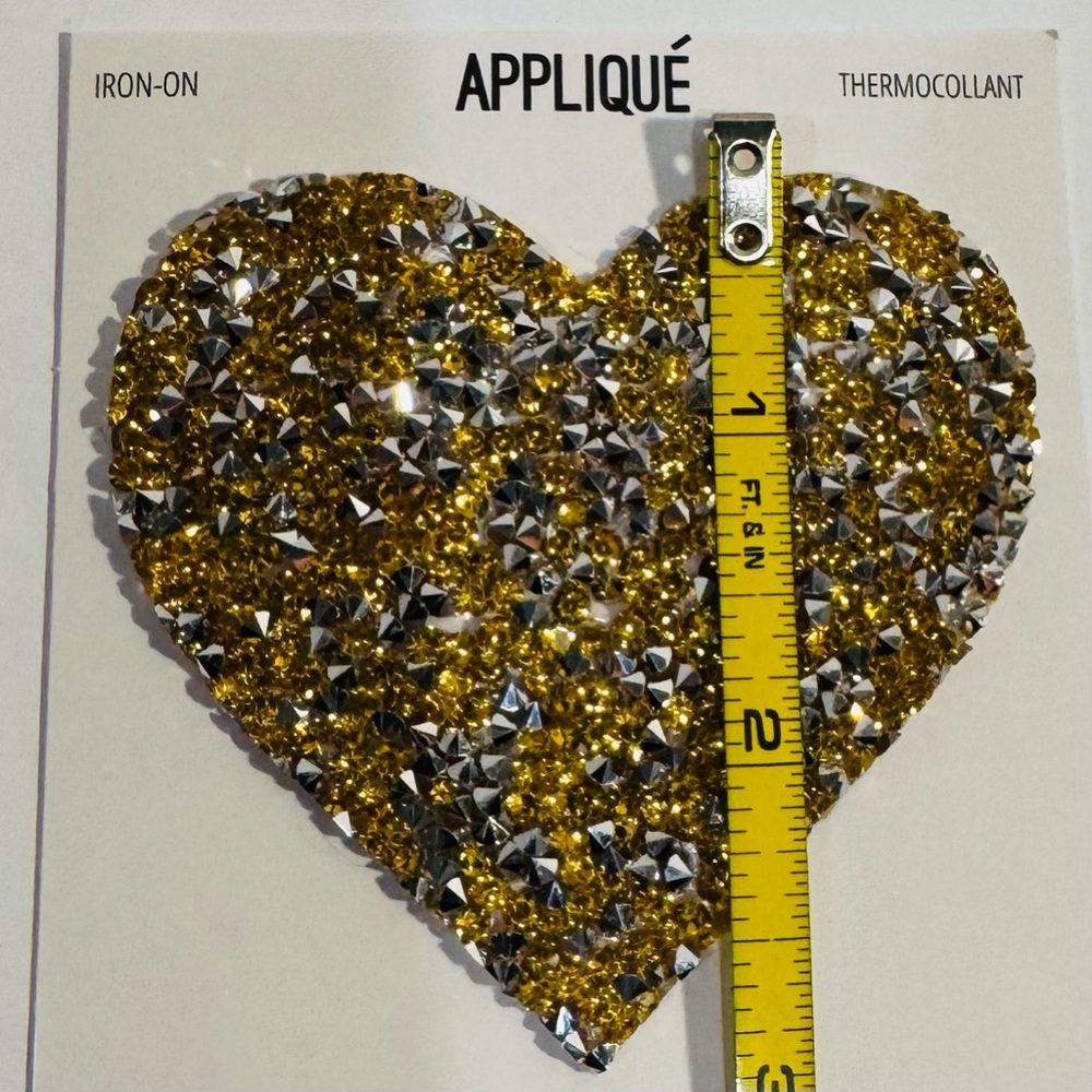 Iron-On Patch Gold and Silver Heart Appliqué NWT - Picture 7 of 9